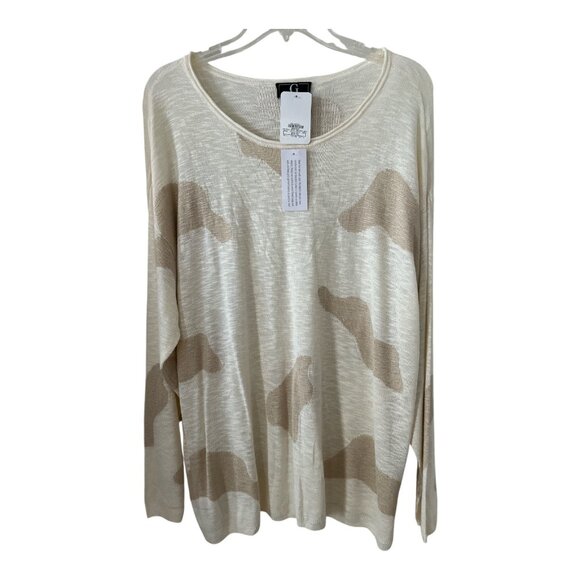 By Giuliana Women’s Cream Long Sleeve Sweater - Size 1X, Abstract Pattern, Plus - Picture 4 of 7